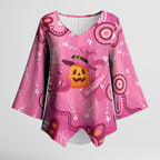 Boo for a Cure Pink Ghost Kimono Sleeve Blouse Aboriginal Halloween Wear Pink