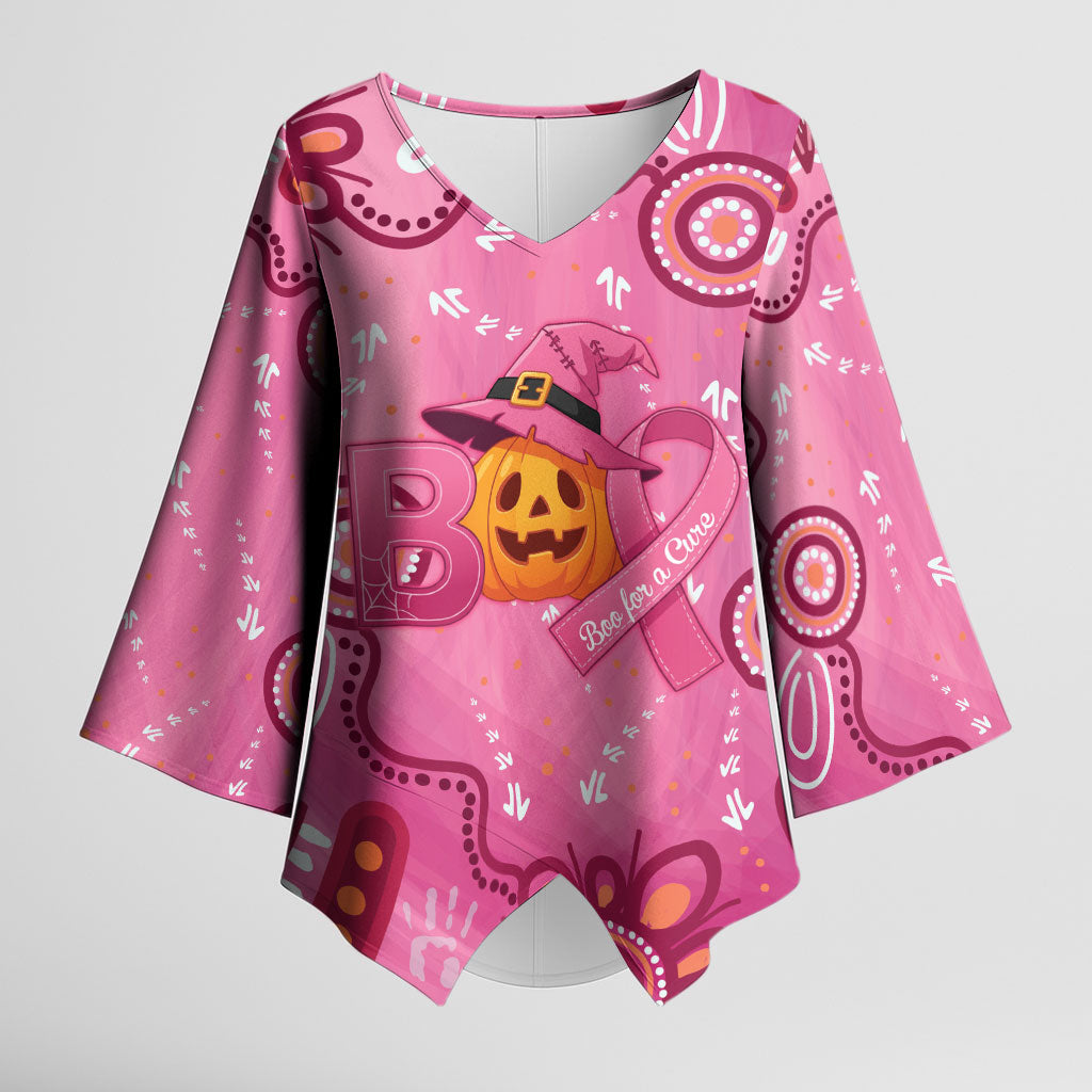 Boo for a Cure Pink Ghost Kimono Sleeve Blouse Aboriginal Halloween Wear Pink