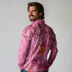 Boo for a Cure Pink Ghost Long Sleeve Polo Shirt Aboriginal Halloween Wear Pink