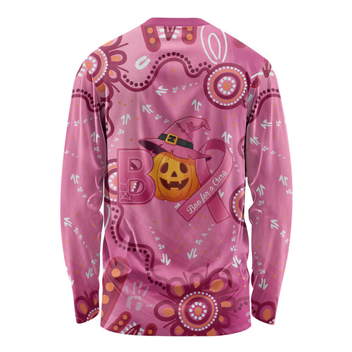 Boo for a Cure Pink Ghost Long Sleeve Shirt Aboriginal Halloween Wear Pink