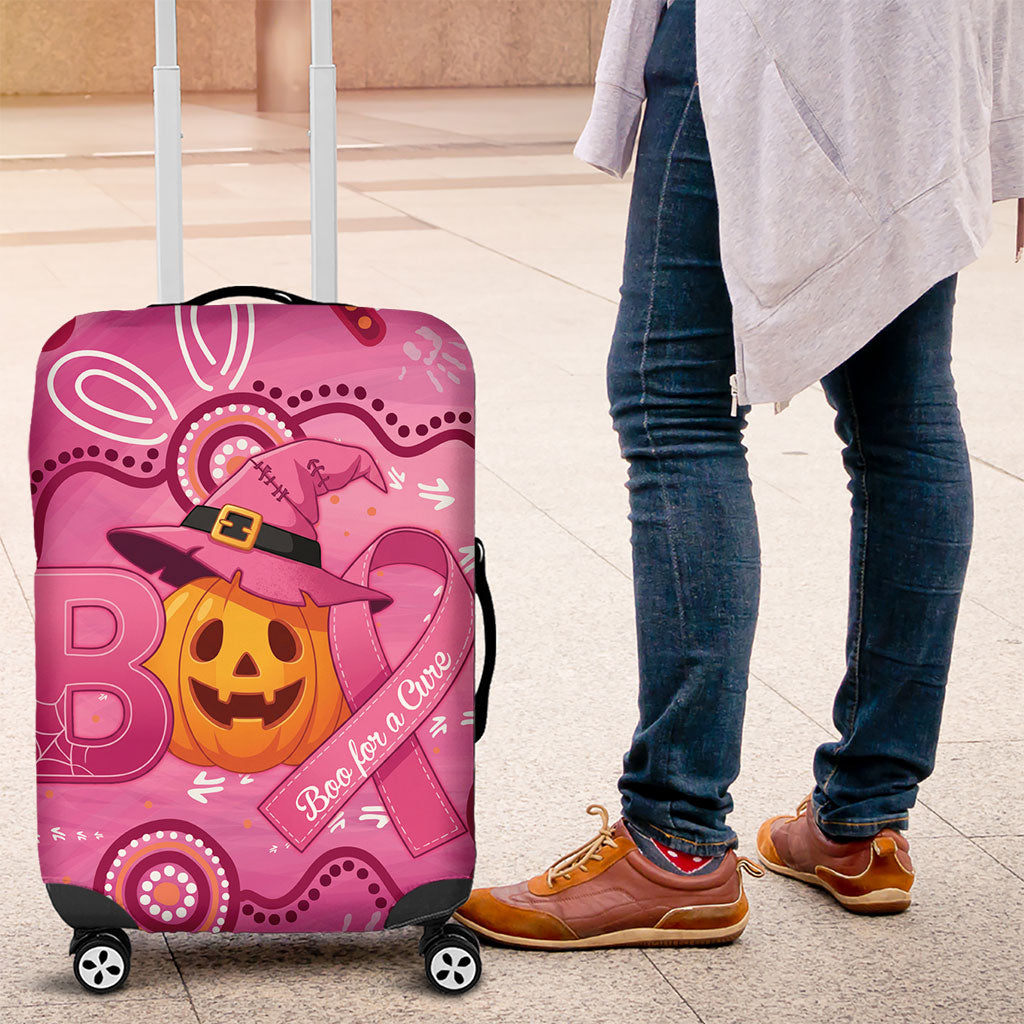 Boo for a Cure Pink Ghost Luggage Cover Aboriginal Halloween Wear Pink