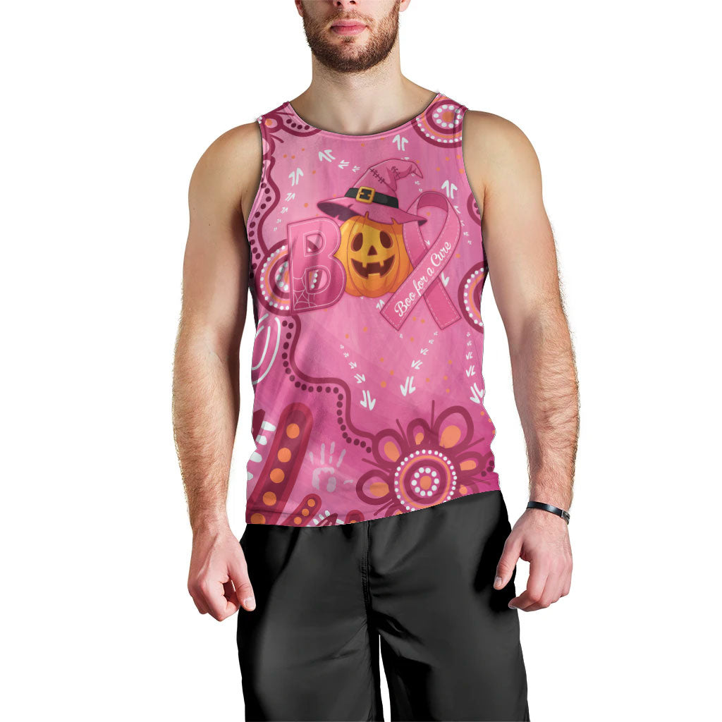 Boo for a Cure Pink Ghost Men Tank Top Aboriginal Halloween Wear Pink