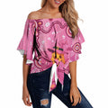 Boo for a Cure Pink Ghost Off Shoulder Wrap Waist Top Aboriginal Halloween Wear Pink