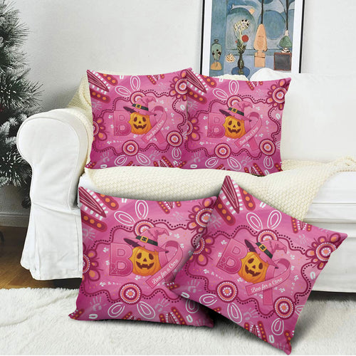 Boo for a Cure Pink Ghost Pillow Cover Aboriginal Halloween Wear Pink