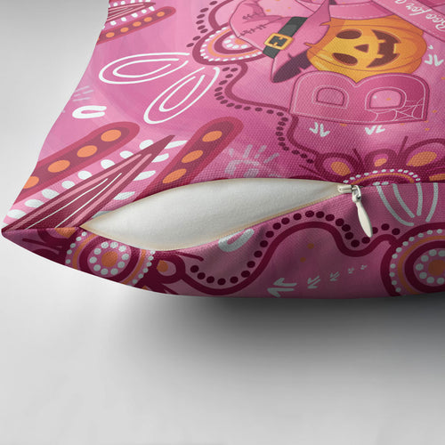 Boo for a Cure Pink Ghost Pillow Cover Aboriginal Halloween Wear Pink