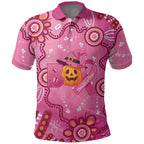 Boo for a Cure Pink Ghost Polo Shirt Aboriginal Halloween Wear Pink