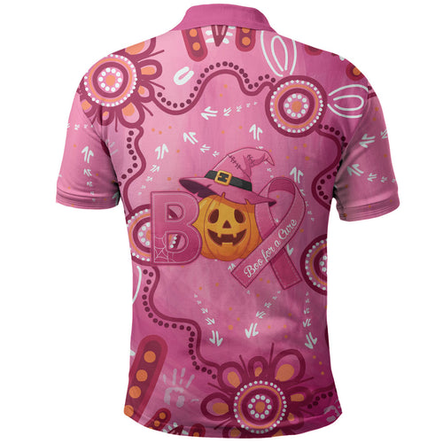 Boo for a Cure Pink Ghost Polo Shirt Aboriginal Halloween Wear Pink