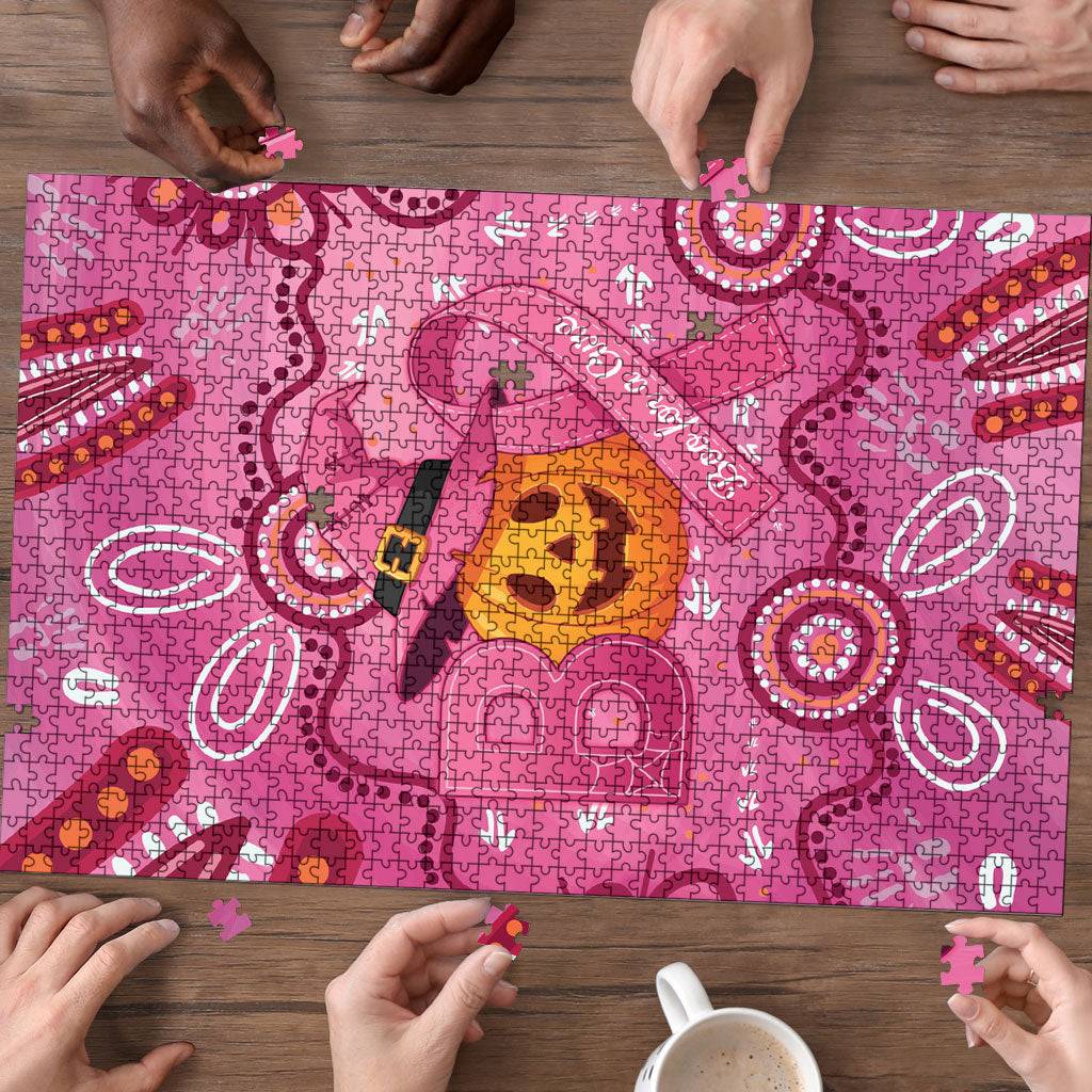 Boo for a Cure Pink Ghost Puzzle Aboriginal Halloween Wear Pink