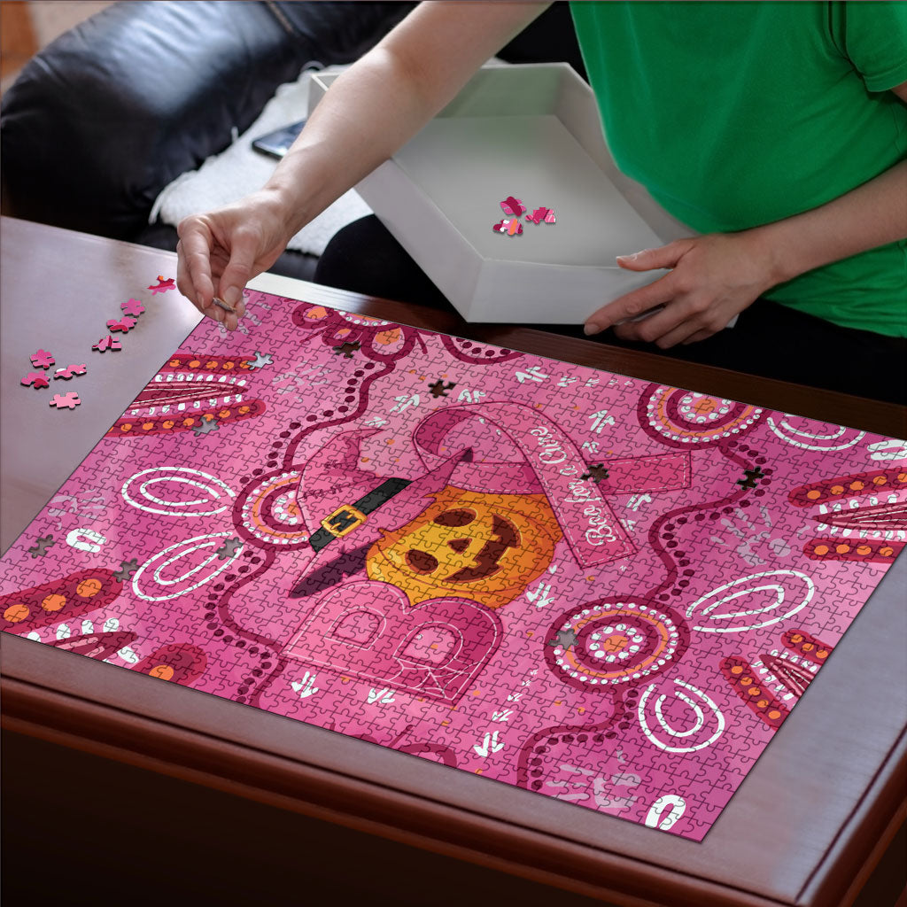 Boo for a Cure Pink Ghost Puzzle Aboriginal Halloween Wear Pink