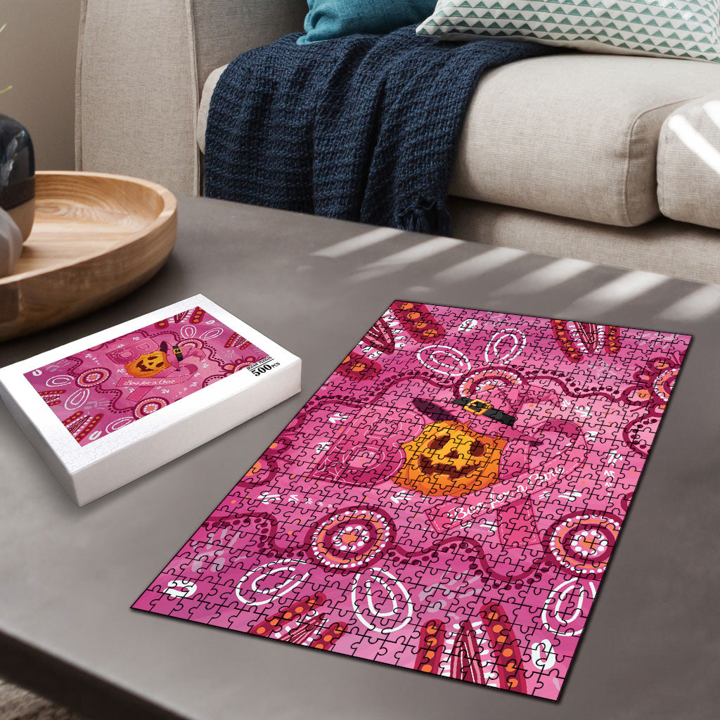 Boo for a Cure Pink Ghost Puzzle Aboriginal Halloween Wear Pink