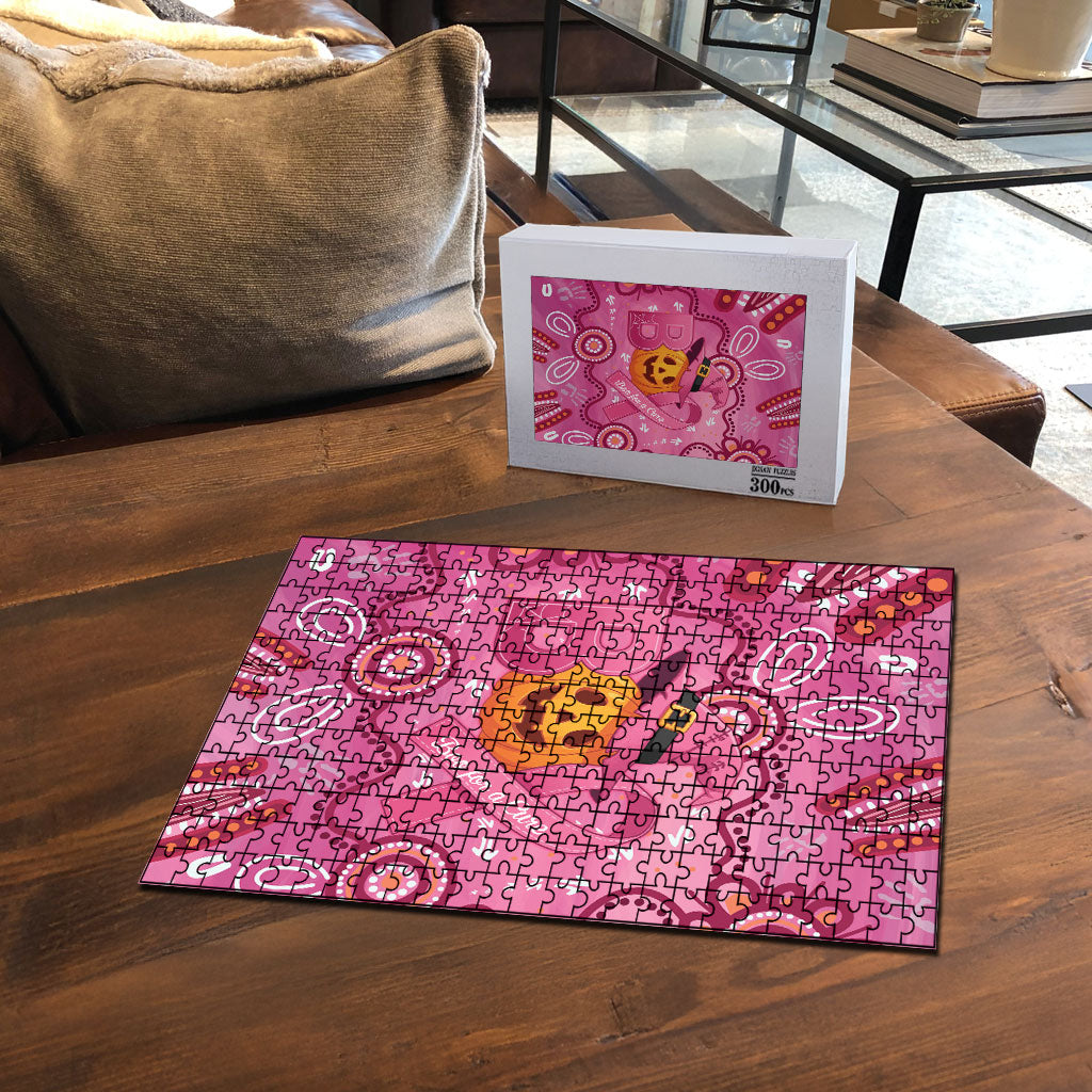 Boo for a Cure Pink Ghost Puzzle Aboriginal Halloween Wear Pink