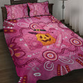 Boo for a Cure Pink Ghost Quilt Bed Set Aboriginal Halloween Wear Pink