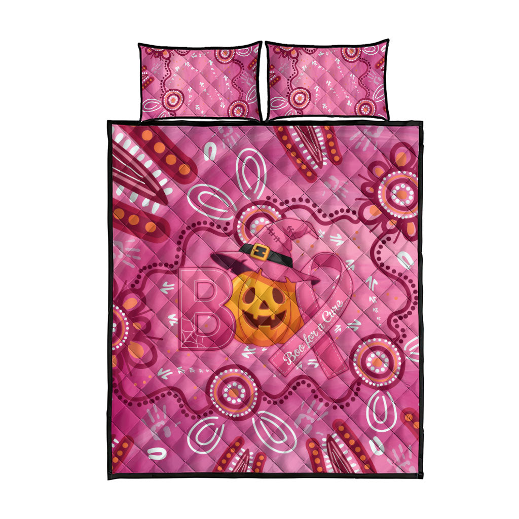 Boo for a Cure Pink Ghost Quilt Bed Set Aboriginal Halloween Wear Pink