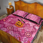 Boo for a Cure Pink Ghost Quilt Bed Set Aboriginal Halloween Wear Pink