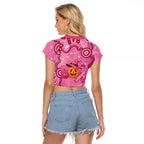 Boo for a Cure Pink Ghost Raglan Cropped T Shirt Aboriginal Halloween Wear Pink