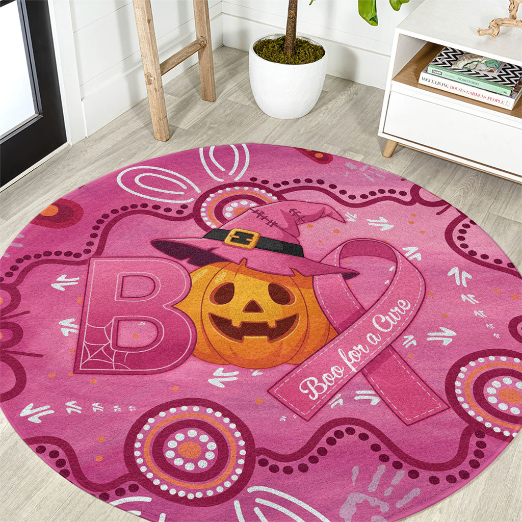 Boo for a Cure Pink Ghost Round Carpet Aboriginal Halloween Wear Pink