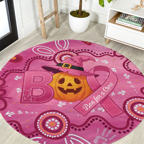 Boo for a Cure Pink Ghost Round Carpet Aboriginal Halloween Wear Pink