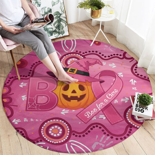 Boo for a Cure Pink Ghost Round Carpet Aboriginal Halloween Wear Pink