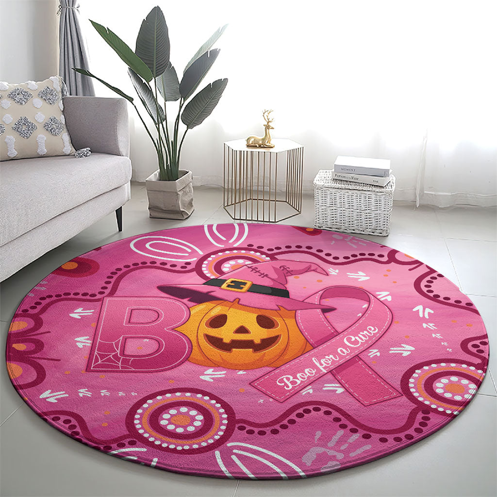 Boo for a Cure Pink Ghost Round Carpet Aboriginal Halloween Wear Pink