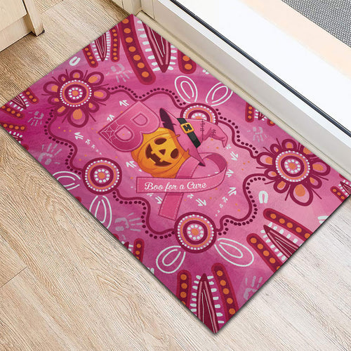 Boo for a Cure Pink Ghost Rubber Doormat Aboriginal Halloween Wear Pink