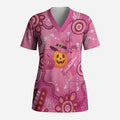 Boo for a Cure Pink Ghost Scrub Top Aboriginal Halloween Wear Pink