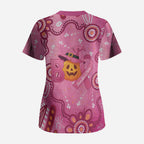 Boo for a Cure Pink Ghost Scrub Top Aboriginal Halloween Wear Pink