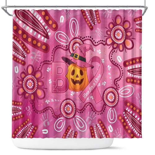 Boo for a Cure Pink Ghost Shower Curtain Aboriginal Halloween Wear Pink