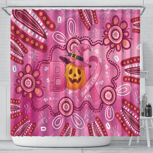 Boo for a Cure Pink Ghost Shower Curtain Aboriginal Halloween Wear Pink