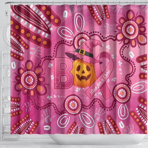 Boo for a Cure Pink Ghost Shower Curtain Aboriginal Halloween Wear Pink