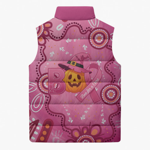 Boo for a Cure Pink Ghost Sleeveless Puffer Jacket Aboriginal Halloween Wear Pink