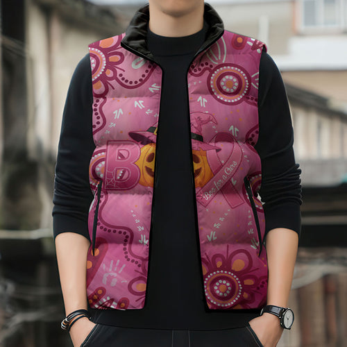 Boo for a Cure Pink Ghost Sleeveless Puffer Jacket Aboriginal Halloween Wear Pink