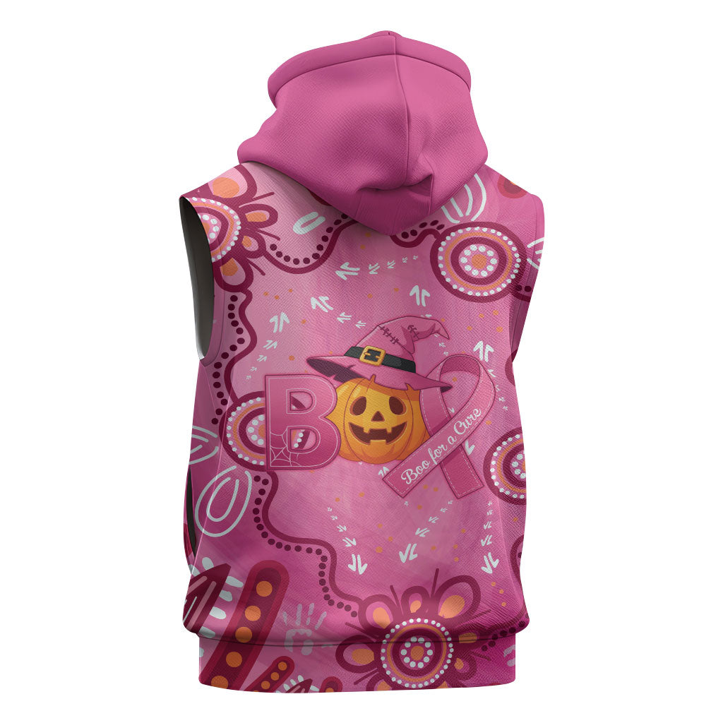 Boo for a Cure Pink Ghost Sleeveless Zip Hoodie Aboriginal Halloween Wear Pink