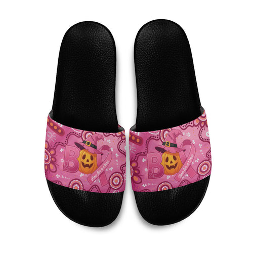 Boo for a Cure Pink Ghost Slide Sandals Aboriginal Halloween Wear Pink