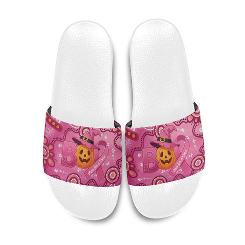 Boo for a Cure Pink Ghost Slide Sandals Aboriginal Halloween Wear Pink
