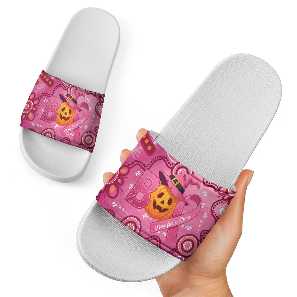 Boo for a Cure Pink Ghost Slide Sandals Aboriginal Halloween Wear Pink