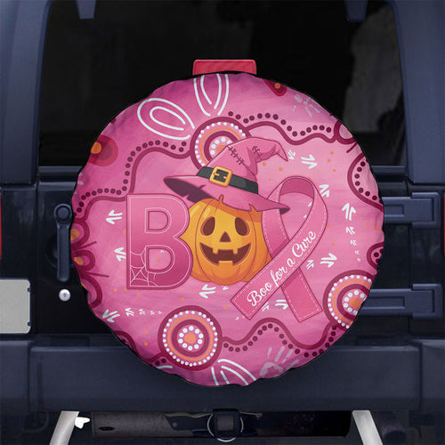 Boo for a Cure Pink Ghost Spare Tire Cover Aboriginal Halloween Wear Pink