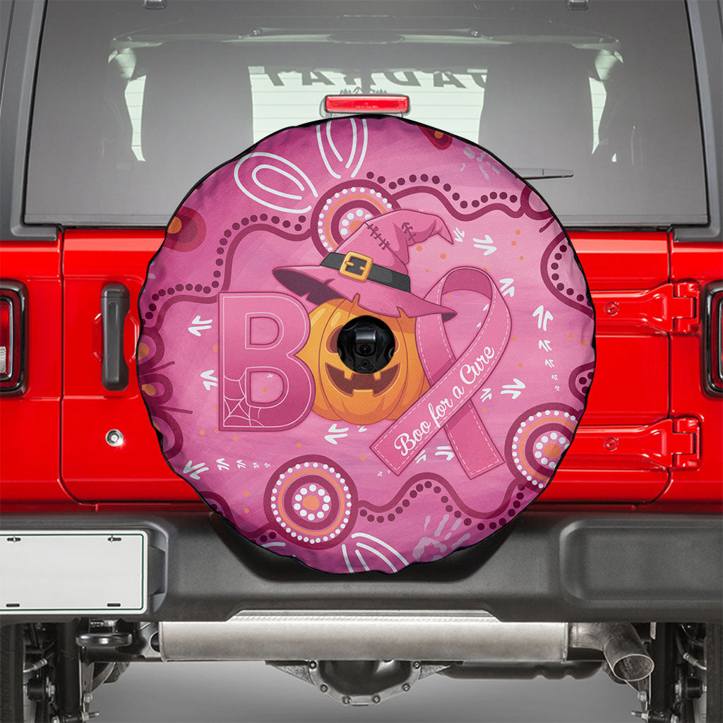 Boo for a Cure Pink Ghost Spare Tire Cover Aboriginal Halloween Wear Pink