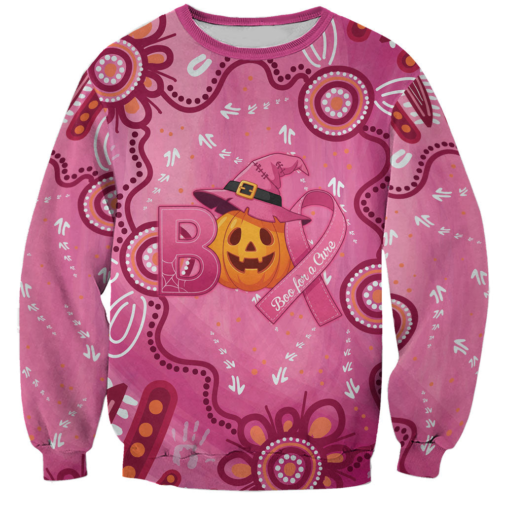 Boo for a Cure Pink Ghost Sweatshirt Aboriginal Halloween Wear Pink
