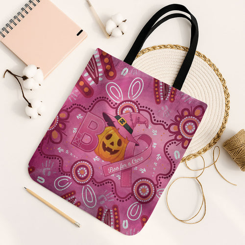 Boo for a Cure Pink Ghost Tote Bag Aboriginal Halloween Wear Pink
