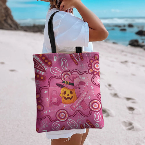 Boo for a Cure Pink Ghost Tote Bag Aboriginal Halloween Wear Pink