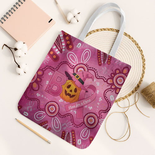Boo for a Cure Pink Ghost Tote Bag Aboriginal Halloween Wear Pink