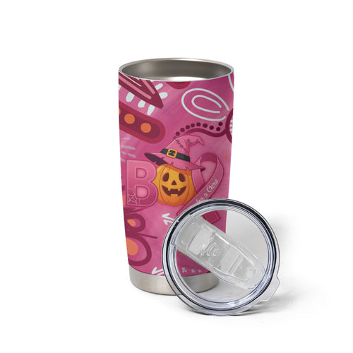 Boo for a Cure Pink Ghost Tumbler Cup Aboriginal Halloween Wear Pink