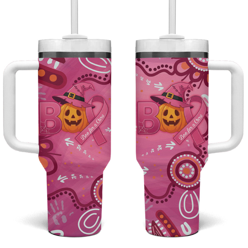 Boo for a Cure Pink Ghost Tumbler With Handle Aboriginal Halloween Wear Pink
