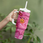 Boo for a Cure Pink Ghost Tumbler With Handle Aboriginal Halloween Wear Pink