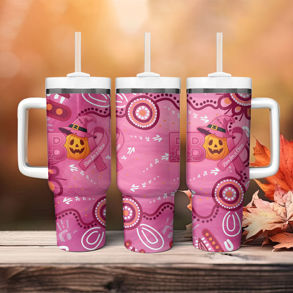 Boo for a Cure Pink Ghost Tumbler With Handle Aboriginal Halloween Wear Pink