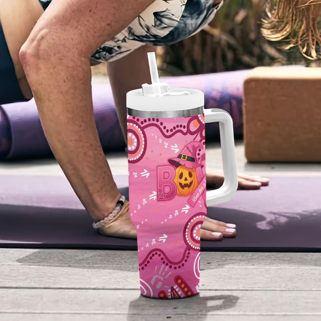 Boo for a Cure Pink Ghost Tumbler With Handle Aboriginal Halloween Wear Pink