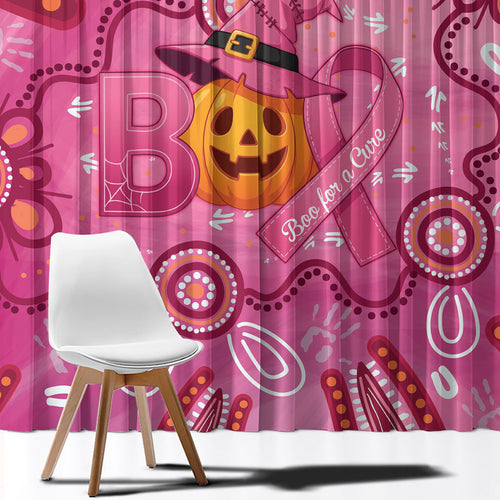 Boo for a Cure Pink Ghost Window Curtain Aboriginal Halloween Wear Pink