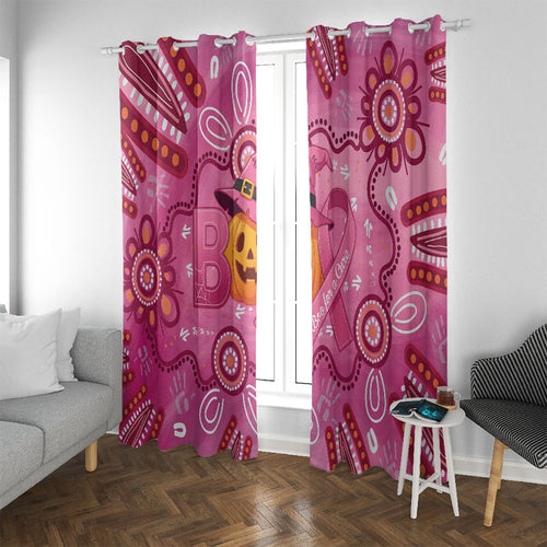 Boo for a Cure Pink Ghost Window Curtain Aboriginal Halloween Wear Pink