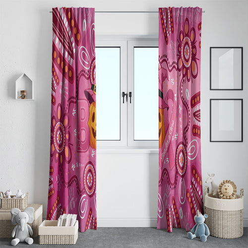 Boo for a Cure Pink Ghost Window Curtain Aboriginal Halloween Wear Pink