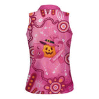 Boo for a Cure Pink Ghost Women Sleeveless Polo Shirt Aboriginal Halloween Wear Pink